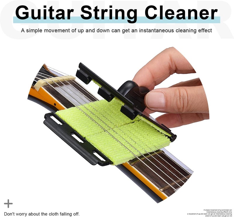 MAXCHEER Guitar String Cleaner Scrubber, Fingerboard Cleaning Cloth, Guitar Fretboard Cleaner Wiper, Cleaning Maintenance Care Kit for Guitar/Bass/Mandolin/Ukulele（2 Pack） - Image 2
